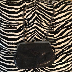 NEW - Express Snap Top Shimmer Black Evening Bag Glamcore Classic Y2K